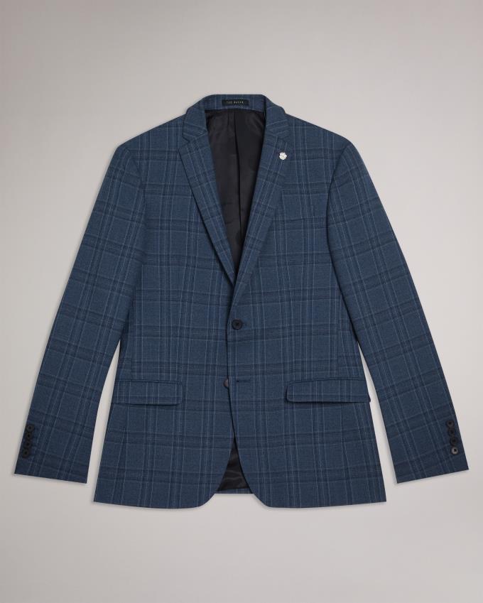 Veste Ted Baker Wool Blend Slim Check Suit Bleu Homme | GEK-86803560